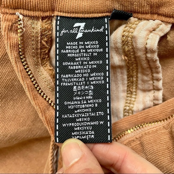 NWT 7 For All Mankind Corduroy Slim Kick Flare Overalls Penny Brown Tan Large - Picture 4 of 13